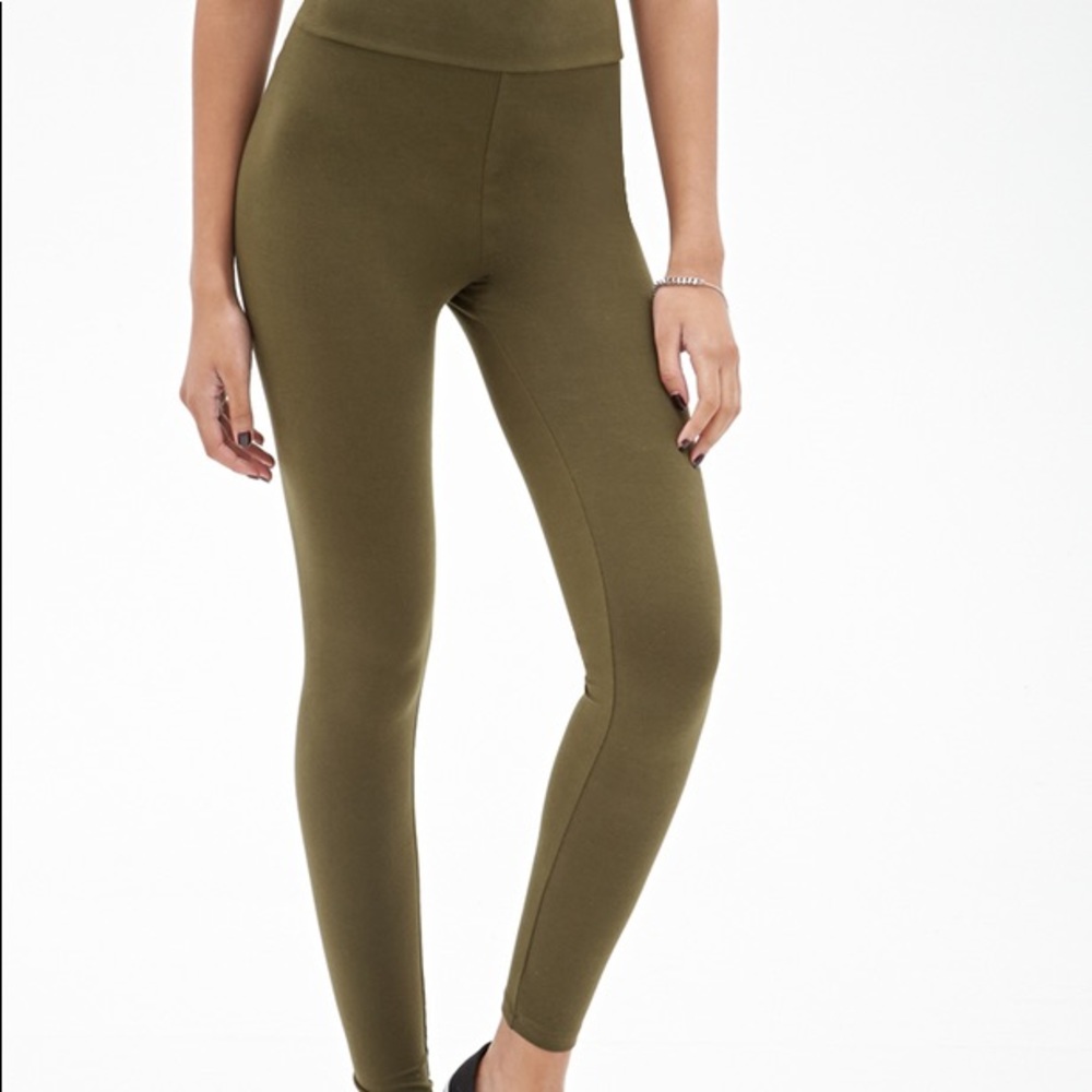 Forever 21 Olive Colored Cotton Legging